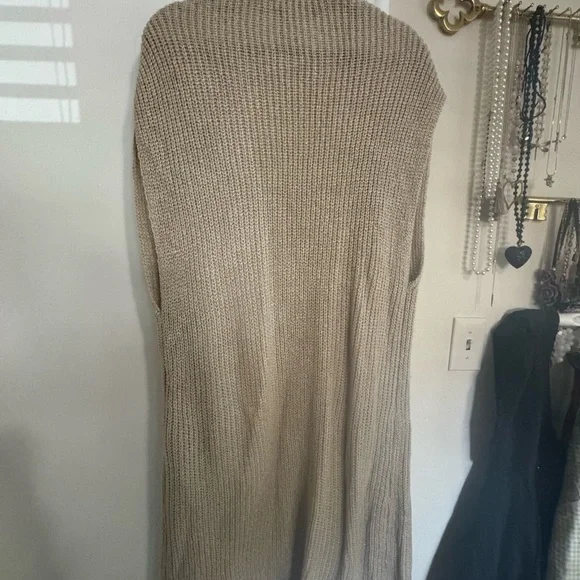 Anthropologie Cream Ribbed Knit Cardigan - Picture 2 of 3